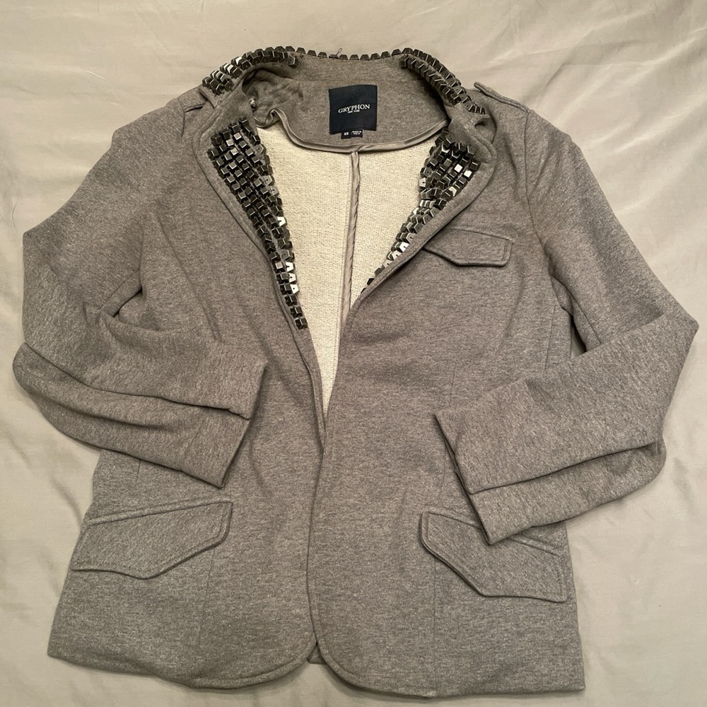 Gryphon french terry blazer with studded lapels